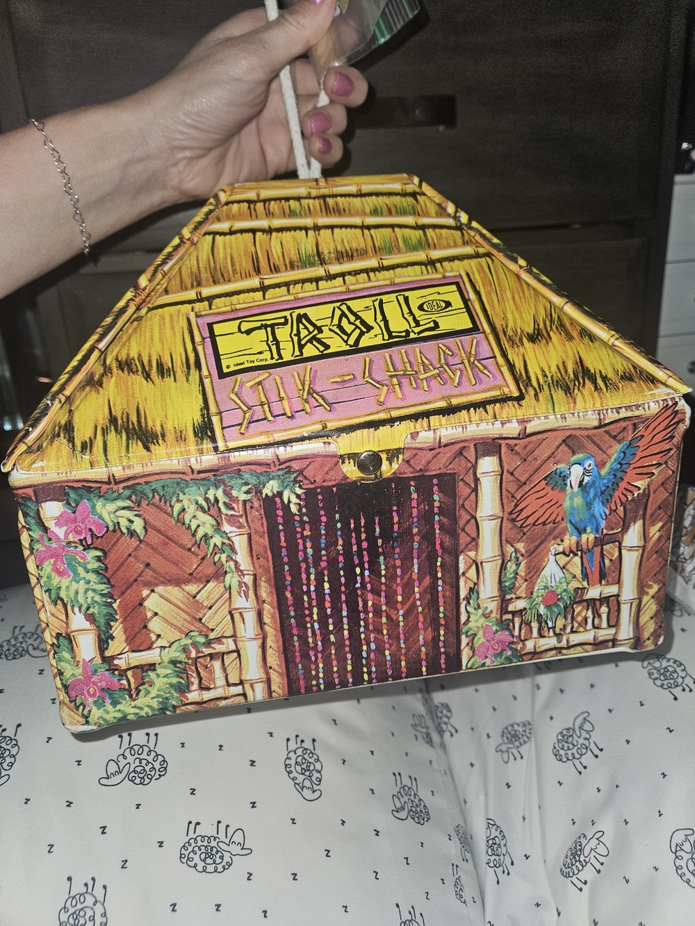 Trolls Yellow Tiki Shack House by Ideal 1960s.  Vintage Troll